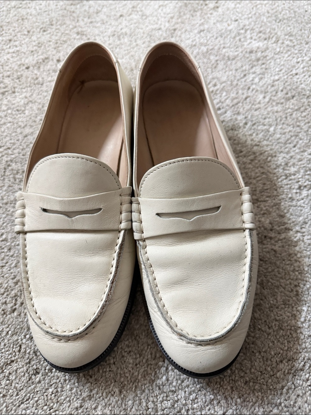 Classic Women’s Cream Leather Penny Loafers